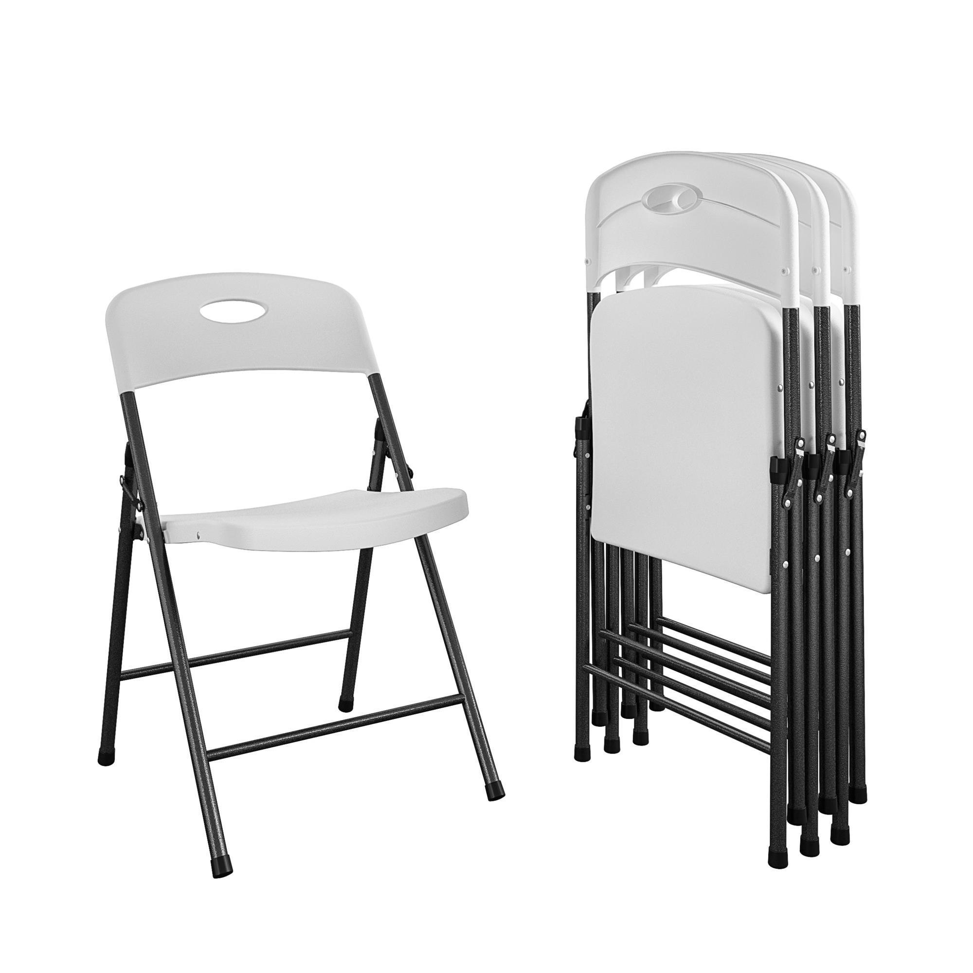 Cosco, Solid Resin Plastic Fldg Chair, Dbl. Braced, 4-PK, Primary Color White, Included (qty.) 4, Seating Type Folding Chair, Model# 14833WSP4E